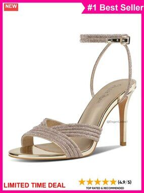 Rhinestone High Heel Sandals Stiletto Ankle Strap Open Toe Dressy Wedding Heels